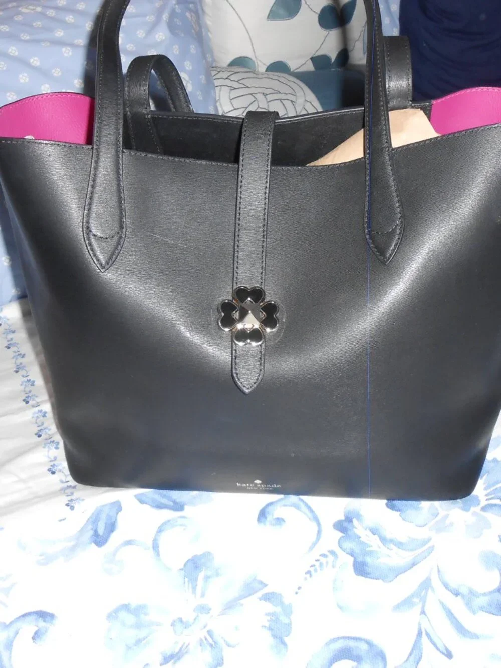 Kate Spade Tote Bag Women's Large Black Nicola Twist lock closure VGC